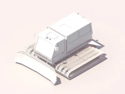 Cartoon Low Poly Snowcat Track Vehicle  Low-poly 3D model