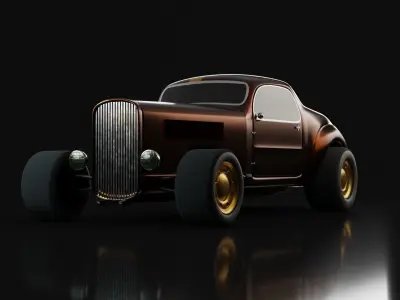 Custom Hot Rod - Game-ready car Low-poly 3D model