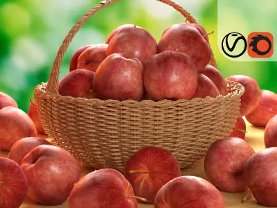  Red Apple Basket Free 3D model