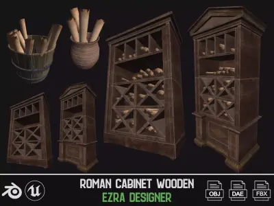 Roman Cabinet Wooden Low-poly 3D model
