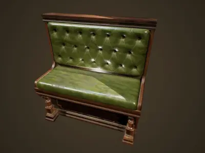 Antique Couch -PBR Game Ready 3D model Low-poly 3D model