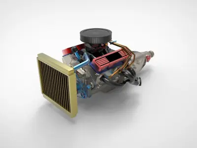 Pickup and SUV Truck Engine Low-poly 3D model