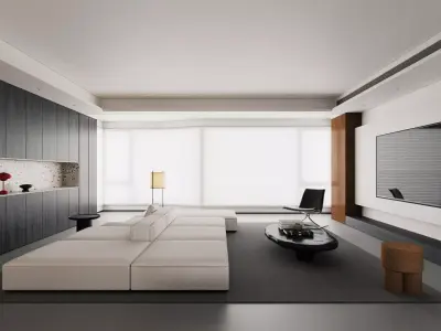 Minimalist Luxury Living Lounge 3D model