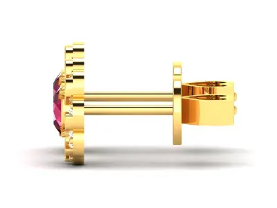Solitaire Women Earring 3dm STL OBJ FBX Render Details 3D print model purchase