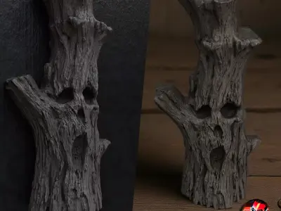 Ghost Tree Trunk - Wall Mount and Figurine STL for 3d printer 3D print model