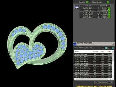 light weight yellow  gold diamond pendent -DOC-P8089 3D print model