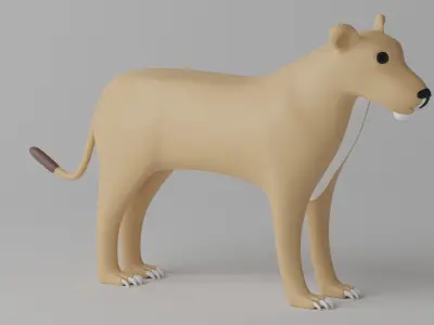 Cartoon Cute Lioness 3D model
