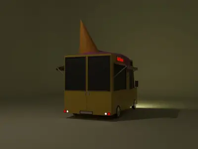 Low Poly Ice Cream Truck 3D Model Low-poly 3D model
