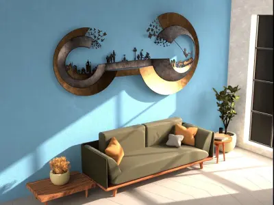 3dwall art with semi 2 circles 3D model