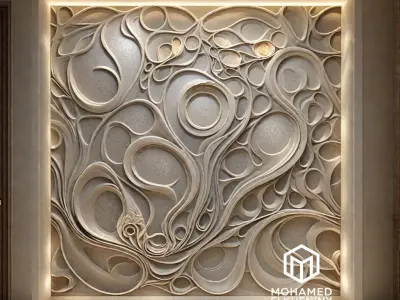 modern panel wall decor set wall relief mural CNC 144  3D model