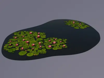 Pond with lily pads Low-poly 3D model