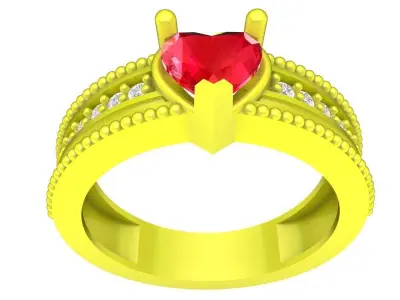 Luxury Heart Cut Stone Ring 3D Model for Jewelry Casting 4344 3D print model