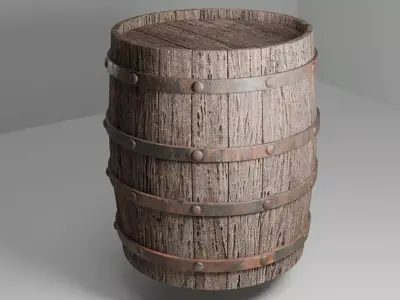 Realistic Wooden Barrel Low-poly 3D model buy