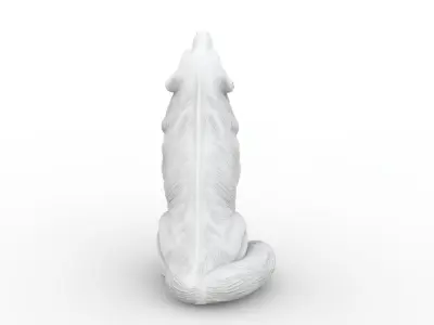 Wolf 3D Sculpture Model Howling Pose 3D print model