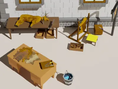 Low poly Tanner pbr game ready house with furniture Free low-poly 3D model