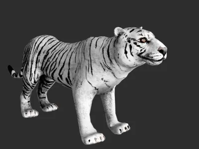 White Tiger with animation Low-poly 3D model