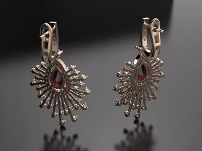 Earrings with many stones 3D print model