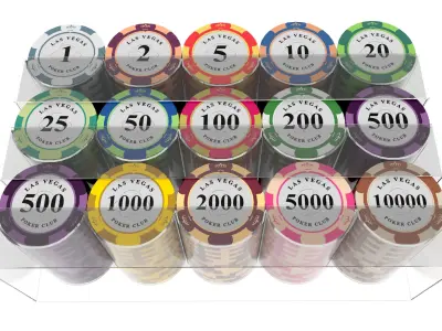 Poker Chips With Clear Box Casino Coins 3D model