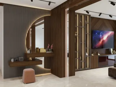 Living Room and Kitchen with BEDROOM  3D model