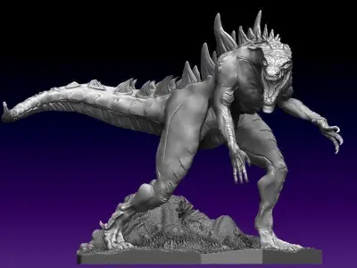 Animated Godzilla statue 3D model
