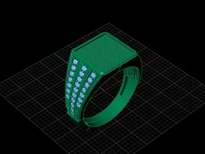 Print Ready STL 3DM  Gents Rings Diamond Men Ring  3D print model 59