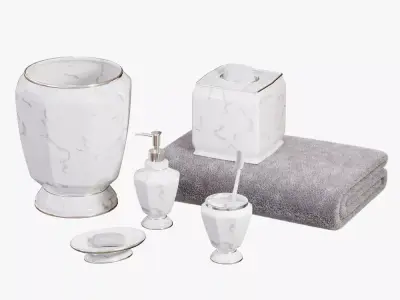 Elegance Faux Marble Bath Accessories 3D model