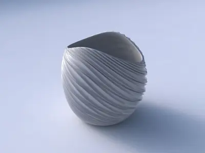 Bowl compressed 3 with wavy extruded lines 3D print model