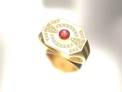 Mens Diamond and Ruby Ring 3D print model