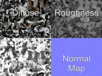 Metallic Silver Quad Bike with Oversized Tires Model Pack Low-poly 3D model