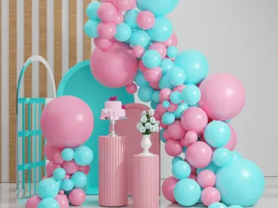 Party Balloons Birthday wedding anniversary Balloons decoration 3D model