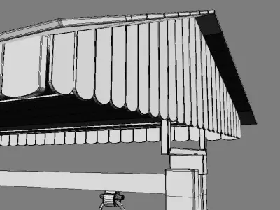 Multiple Seats Wooden Swing with Roof 10 3D model