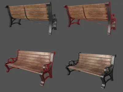 Benches Pack - Gameready Asset Low-poly 3D model