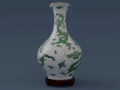 Dragon vase - green - optional red Low-poly 3D model
