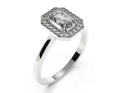 Halo ring - emerald cut 3D print model
