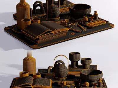 Set decorative 001  Low-poly 3D model