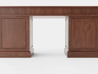 Wall Street desk rich brown Low-poly 3D model