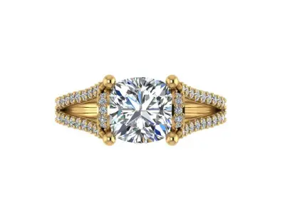 Ring040 cushion cut diamond engagement ring gold 3D print model
