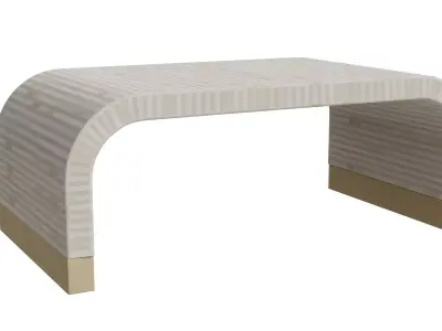 Light Beige Round Rectangle Bohemian Coffee Table Low-poly 3D model