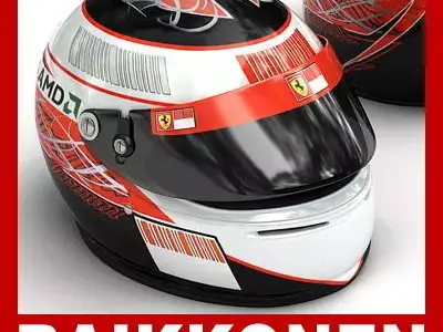 Helmet F1 2008 2009 Kimi Raikkonen 3D model