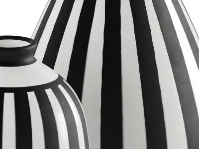 Scandi White and  Black Ceramic Vase 3D model