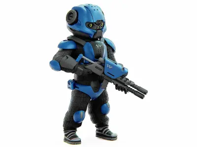 SOLDIER MECHA V-2 Rigged for Unreal Engine - Unity - MIXAMO  3D model