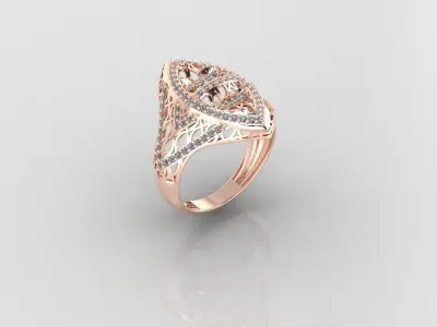 Women Ring Fancy Rings With Stone STL 3DM Render Printable 3D print model