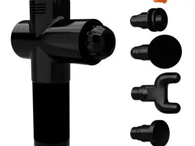 Muscle Massager Gun with attachments 3D model