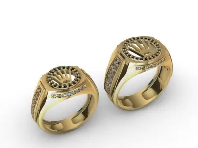 Conjunto de anillos para hombre y mujer -v- 3D print model