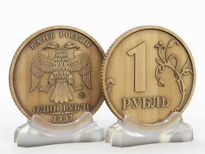 ruble russian rouble coin 3D model