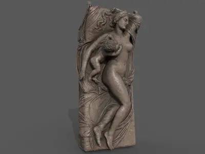 Juno with the Infant Hercules sculpture Low-poly 3D model