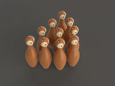 Cartoon Deer Bowling And Ball Bowling  Low-poly 3D model