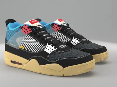 Air Jordan 4 Retro  Union LA Off Noir PBR  Low-poly 3D model