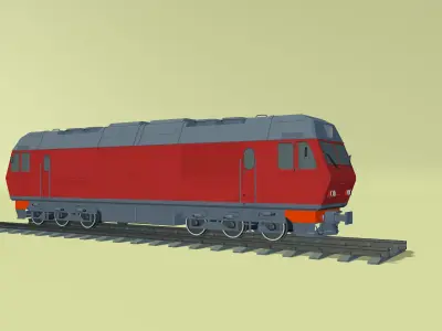 3d model of a diesel locomotive with wagons 3D model