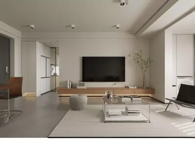 Modern living room dining room bedroom interior scenes 462 3D model